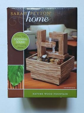 Sarah Peyton Home Nature Wood Tabletop Water Fountain New In Box